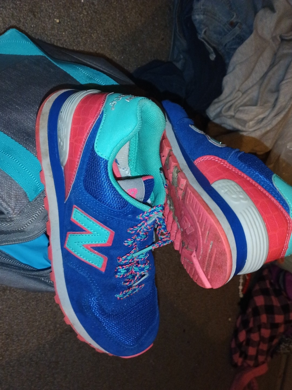 New Balance Kids Blue, Teal and Pink Athletic Sneakers